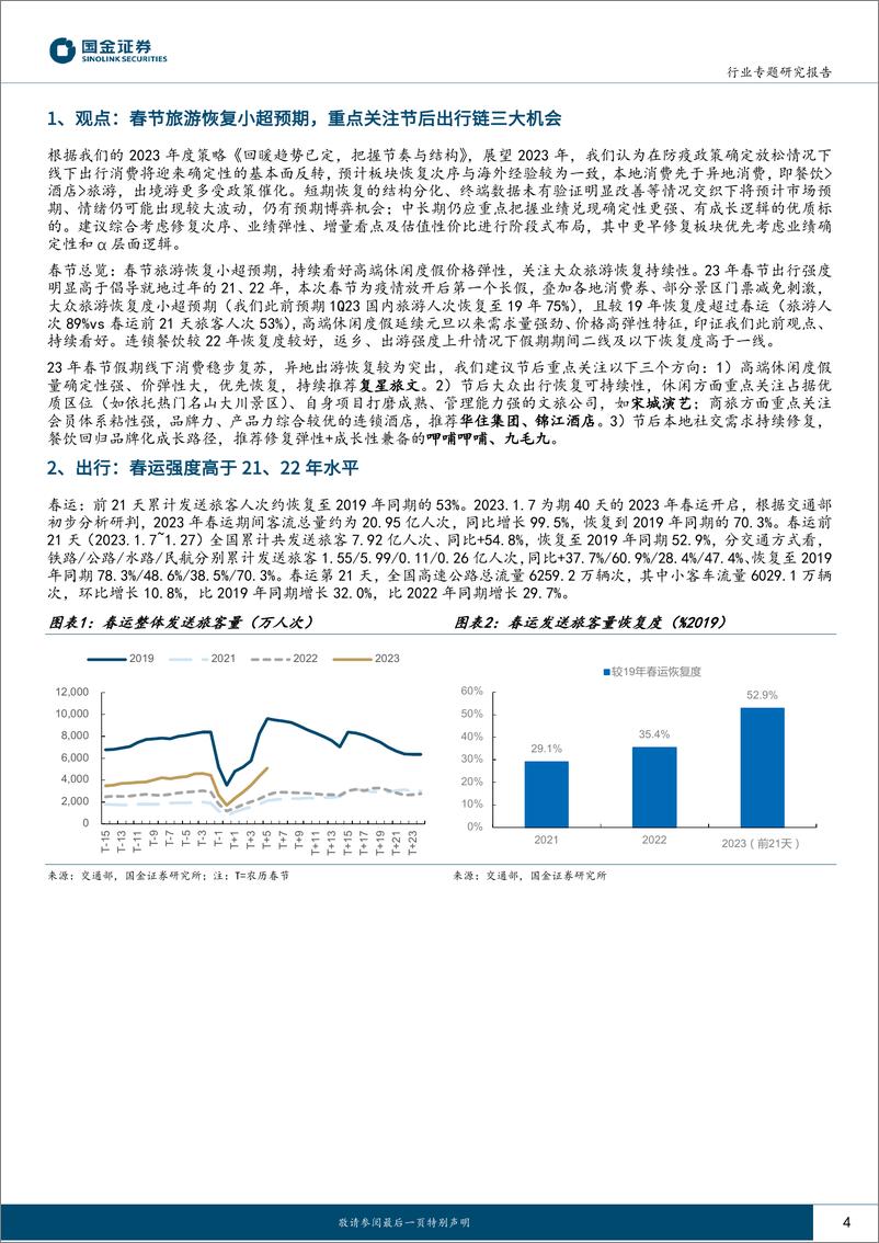 《社会服务行业专题研究报告：春节旅游恢复小超预期，重点关注节后出行链三大机会-20230129-国金证券-17页》 - 第5页预览图