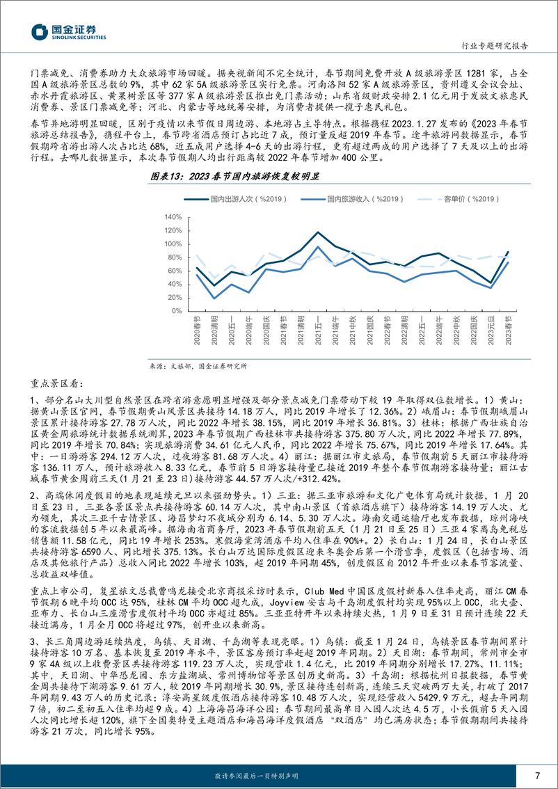 《社会服务行业专题研究报告：春节旅游恢复小超预期，重点关注节后出行链三大机会-20230129-国金证券-17页》 - 第8页预览图