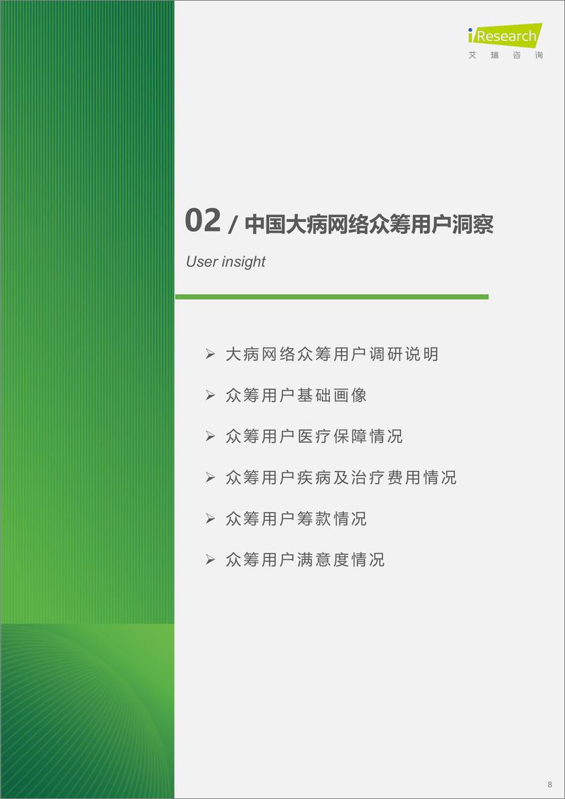 《2024中国大病网络众筹用户调研报告-艾瑞咨询》 - 第8页预览图