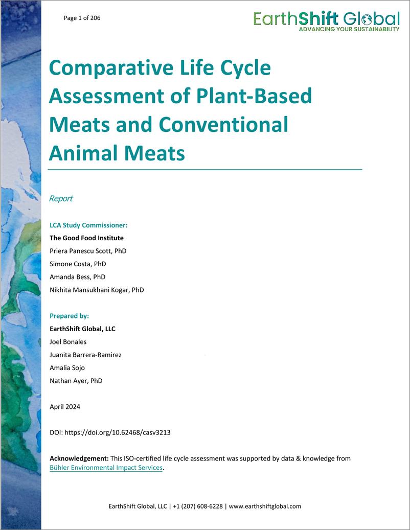 《2024年植物基肉类与传统肉类的比较生命周期评估报告_英文版_》 - 第1页预览图