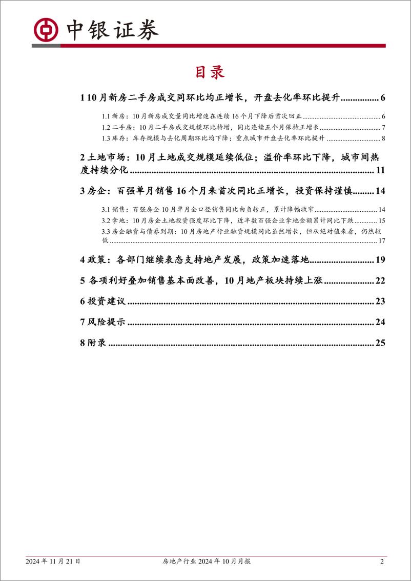 《房地产行业2024年10月月报：10月新房二手房成交同环比均正增长；各类宏观与财政政策加速落地-241121-中银证券-27页》 - 第2页预览图