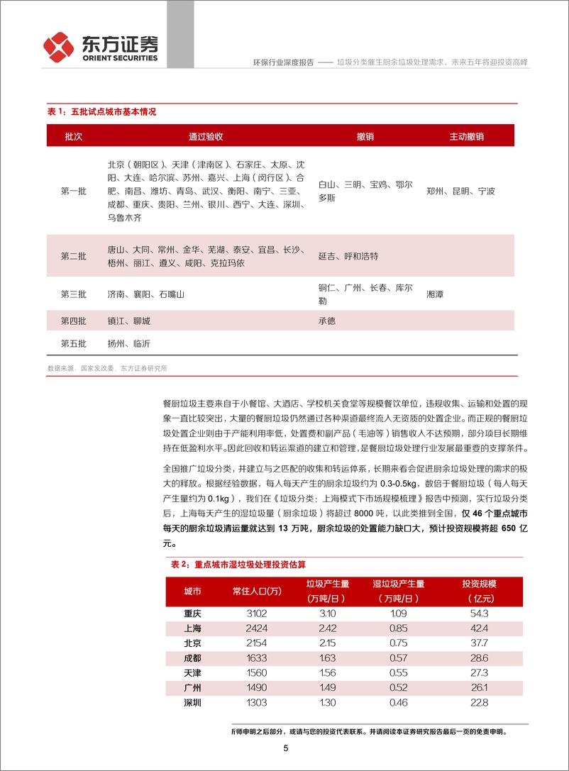 《环保行业：垃圾分类催生厨余垃圾处理需求，未来五年将迎投资高峰-20190926-东方证券-13页》 - 第6页预览图