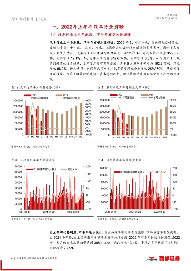 《2022年上半年汽车行业前瞻：政策托底，复工复产有序进行，乘用车商用车齐发力-20220706-西部证券-17页》 - 第5页预览图