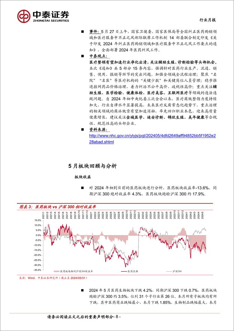 《医药生物行业6月月报：把握Q2业绩，持续看好创新／出海、国改／红利-240602-中泰证券-16页》 - 第8页预览图