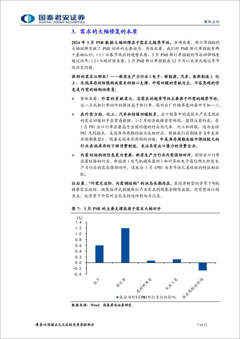 《2024年3月PMI数据点评：外需定边际，内需调结构-240331-国泰君安-11页》 - 第7页预览图