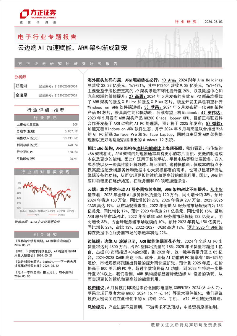 《电子行业专题报告：云边端AI加速赋能，ARM架构渐成新宠-方正证券》 - 第1页预览图