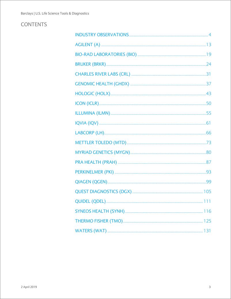 《巴克莱-美股-医疗保健行业-2018年Q4美国生命科学与诊断10-K预览：产业要点与模型更新-2019.4.2-145页》 - 第4页预览图