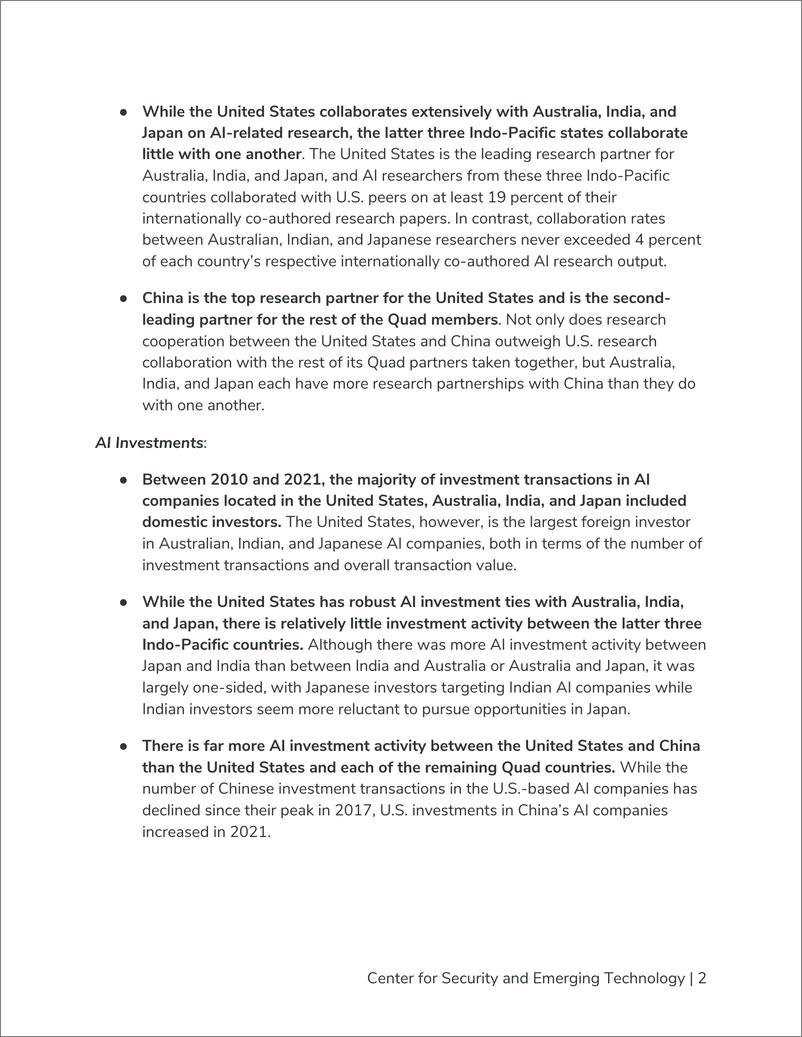 《美国乔治城大学安全和新兴技术中心：四国人工智能：美国、澳大利亚、印度和日本之间与人工智能相关合作评估（英文）-57页》 - 第4页预览图