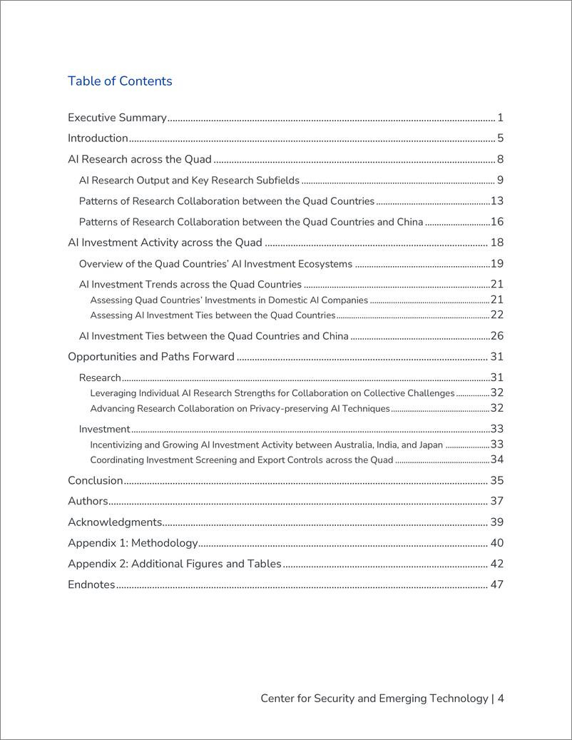 《美国乔治城大学安全和新兴技术中心：四国人工智能：美国、澳大利亚、印度和日本之间与人工智能相关合作评估（英文）-57页》 - 第6页预览图