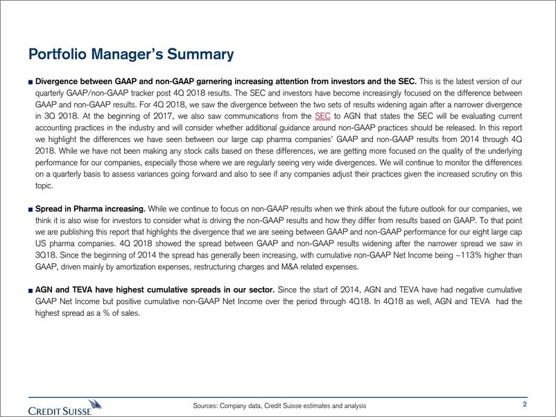 《瑞信-美股-制药业-美国制药业：GAAP和非GAAP结果之间的差距在2018年第四季度扩大-2019.3.18-50页》 - 第3页预览图