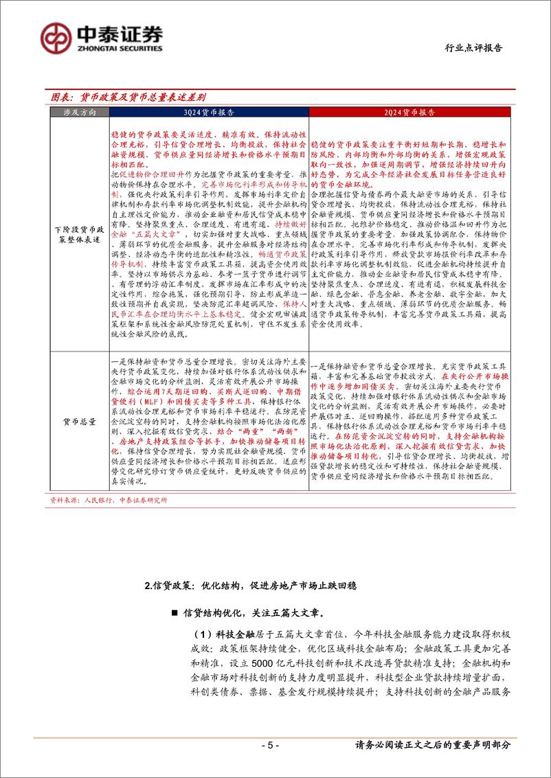 《银行业3Q24货币政策执行报告点评：积极货币；疏通利率传导机制，稳息差-241111-中泰证券-10页》 - 第4页预览图