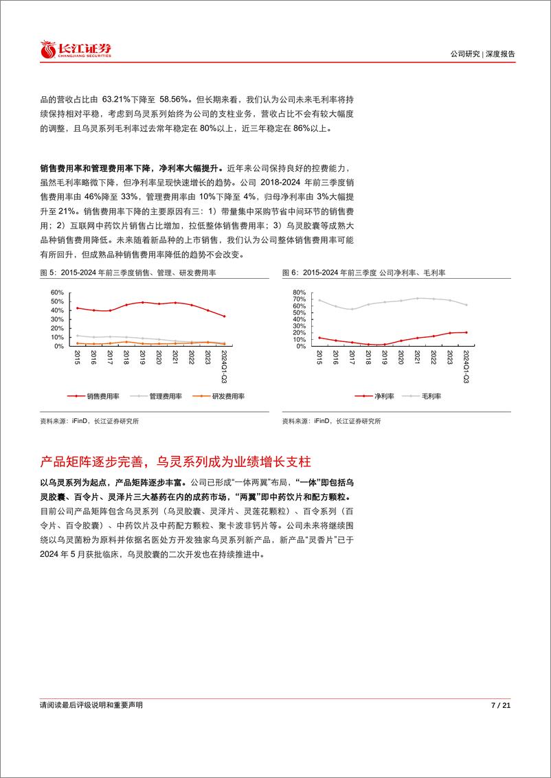 《佐力药业(300181)乌灵系列持续高增，百令胶囊有望接力-241127-长江证券-21页》 - 第7页预览图