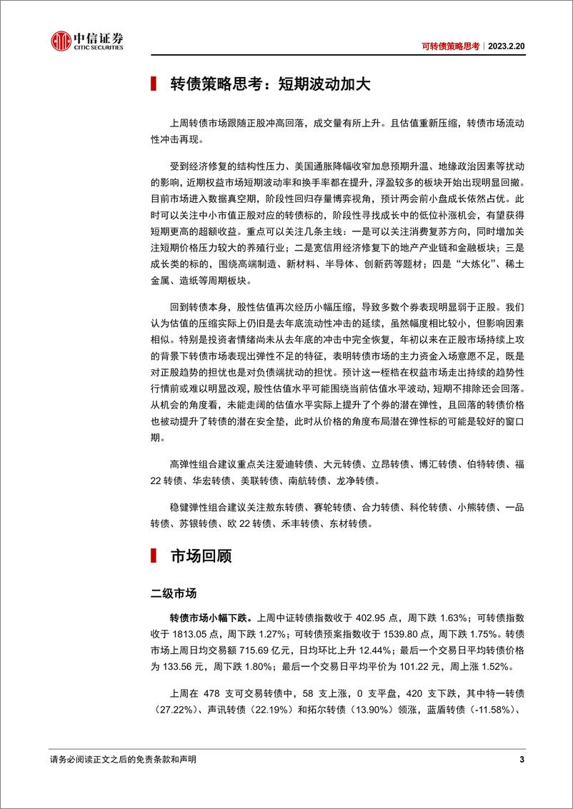 《可转债策略思考：短期波动加大-20230220-中信证券-20页》 - 第4页预览图