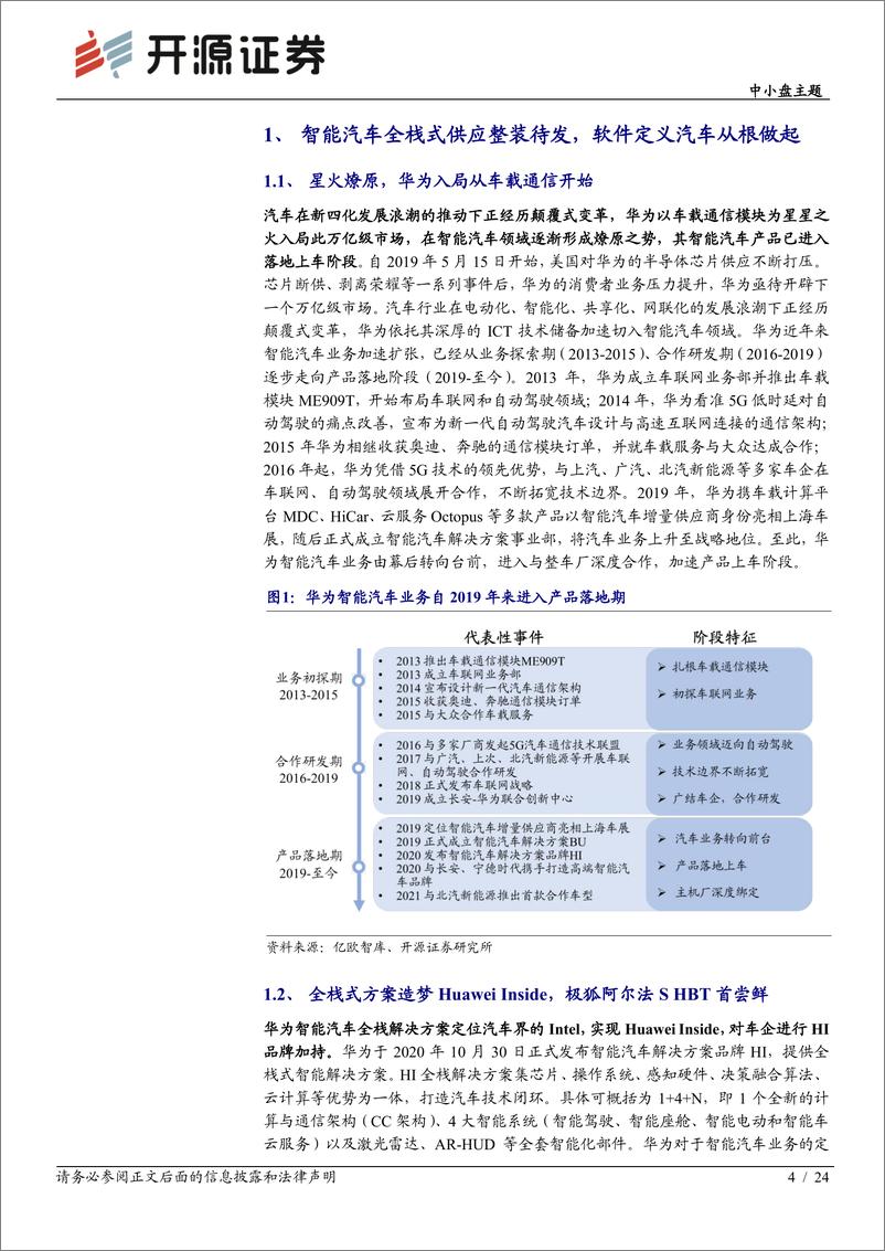 《中小盘主智能汽车系列（一智能网联全栈式布华为有望后发先至》 - 第4页预览图