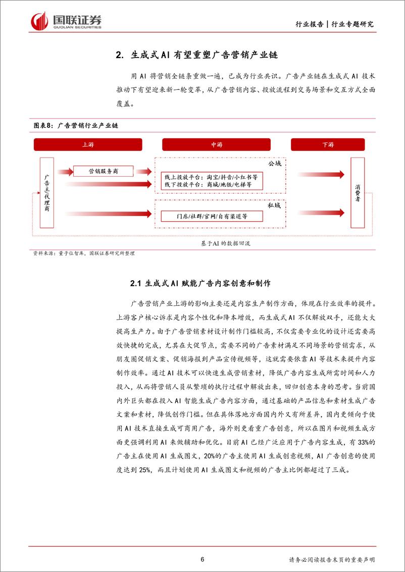 《国联证券-互联网电商行业专题研究：生成式AI重塑广告营销产业链，商业化落地加速》 - 第6页预览图