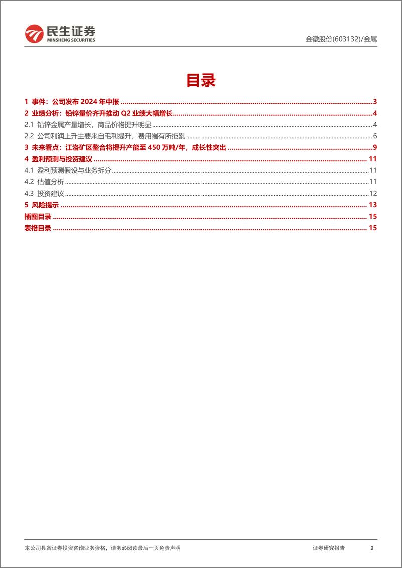 《金徽股份(603132)公司动态报告：量价齐升推动业绩增长，江洛矿区整合有序推进-240819-民生证券-16页》 - 第2页预览图