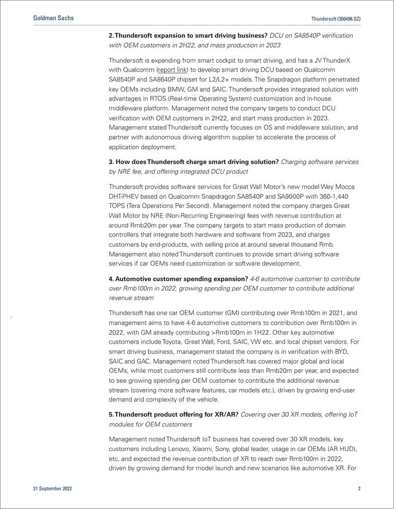 《Thundersoft (300496.SZ GS China A-Share Forum 2022 – Key Takeaway Automotive business driven by smart driving expansion a...(1)》 - 第3页预览图