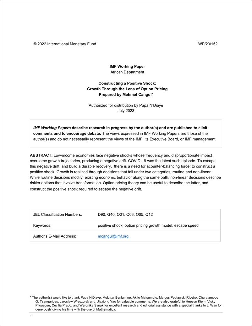 《IMF-构建正冲击：从期权定价视角看增长（英）-2023.7-27页》 - 第3页预览图