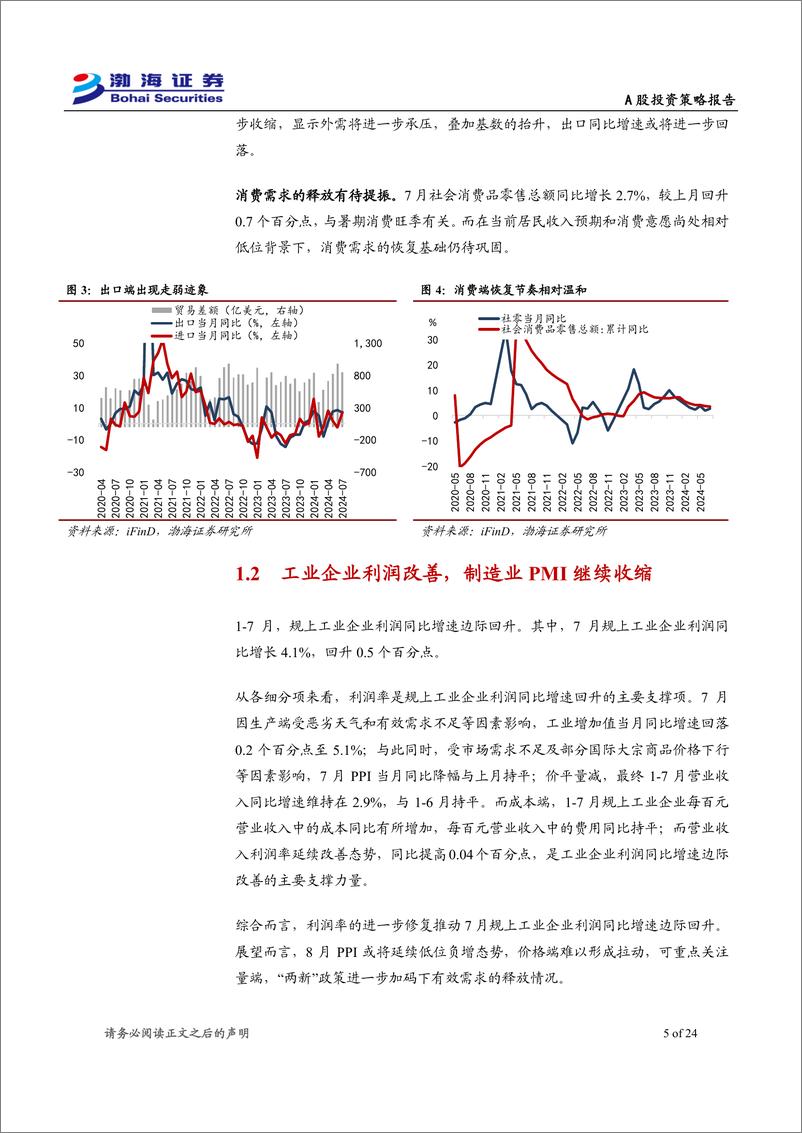 《-A股市场2024年9月投资策略报告：海外流动性将获改善，市场进入业绩真空期-240905-渤海证券-24页》 - 第5页预览图