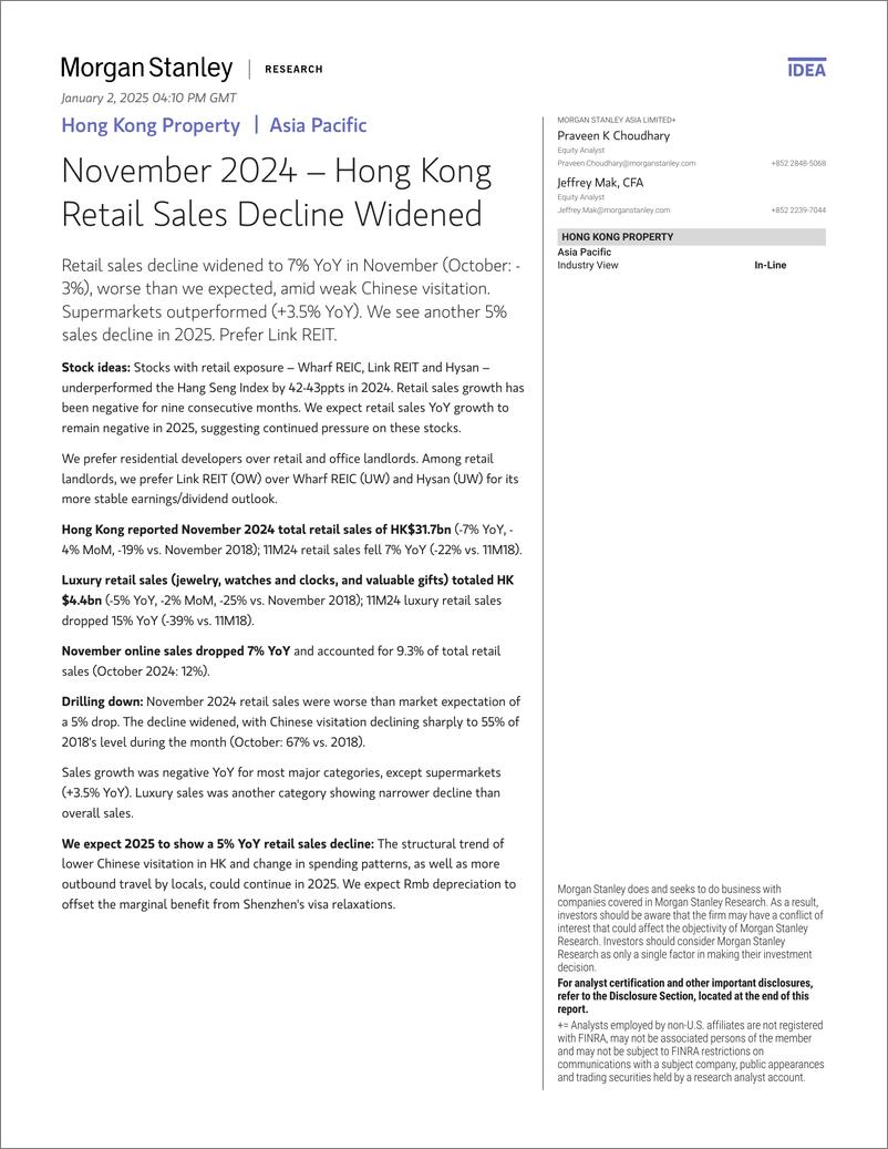 《Morgan Stanley-Hong Kong Property November 2024 – Hong Kong Retail Sales D...-112568980》 - 第1页预览图