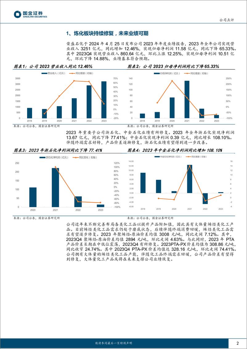 《荣盛石化(002493)景气底部练内功，龙头奋进谋复苏！-240425-国金证券-10页》 - 第2页预览图