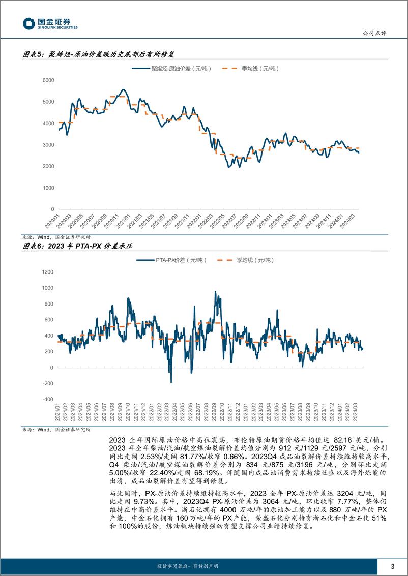 《荣盛石化(002493)景气底部练内功，龙头奋进谋复苏！-240425-国金证券-10页》 - 第3页预览图