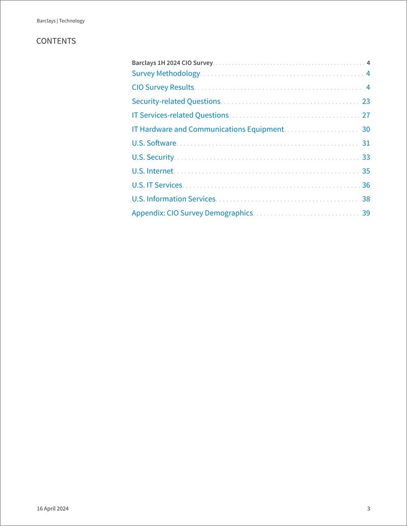 《Barclays-Technology 1H24 CIO Survey 2024 Outlook Sustained》 - 第3页预览图