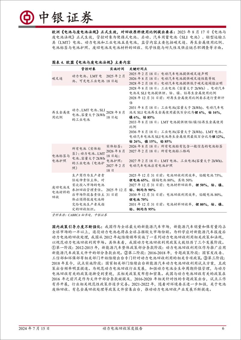 《电力设备行业动力电池回收深度报告：动力电池退役潮临近，电池回收产业东风将至-240715-中银证券-37页》 - 第6页预览图