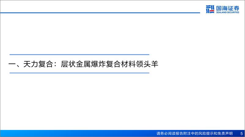 《天力复合(873576)深度报告：层状金属爆炸复合材料领头羊，新兴领域应用提供增量-240813-国海证券-28页》 - 第5页预览图