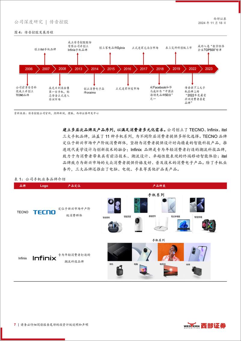 《传音控股(688036)首次覆盖报告：新兴市场手机领军者，多元化增长策略前景可期-241118-西部证券-26页》 - 第7页预览图