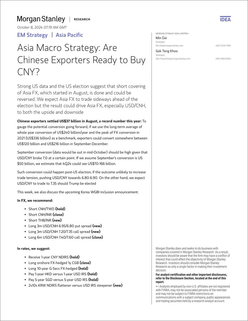 《Morgan Stanley Fixed-EM Strategy Asia Macro Strategy Are Chinese Exporters Read...-110687441》 - 第1页预览图