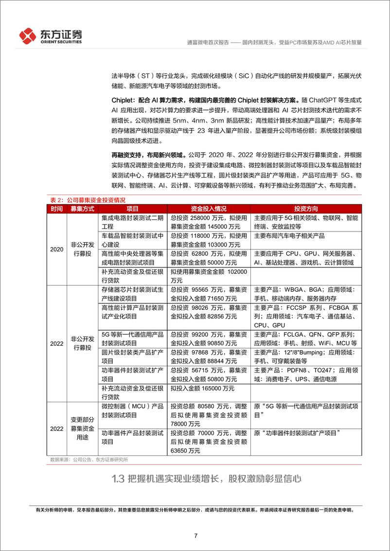 《通富微电(002156)国内封测龙头，受益PC市场复苏及AMD＋AI芯片放量-240522-东方证券-25页》 - 第7页预览图