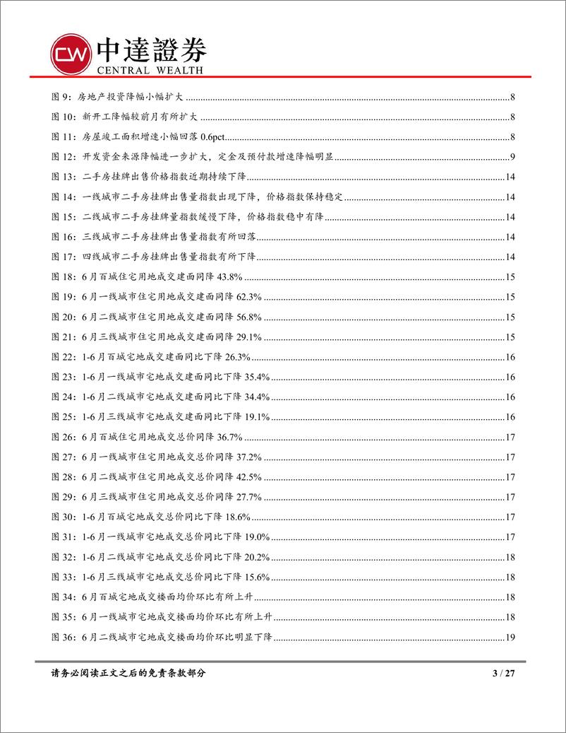 《房地产行业6月统计局数据点评及房地产月报：开发投资持续走弱，政策提振市场信心-20230717-中达证券-27页》 - 第4页预览图