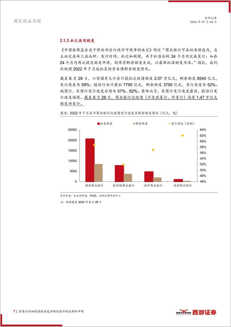 《资本补充工具6月报：适度乐观，波段操作博弈资本利得-240704-西部证券-20页》 - 第7页预览图