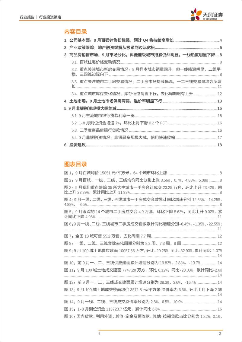 《房地产行业9月月报：低能级城市边际向下，百强韧性犹在，重视地产股四季度业绩和估值双升-20191015-天风证券-20页》 - 第3页预览图