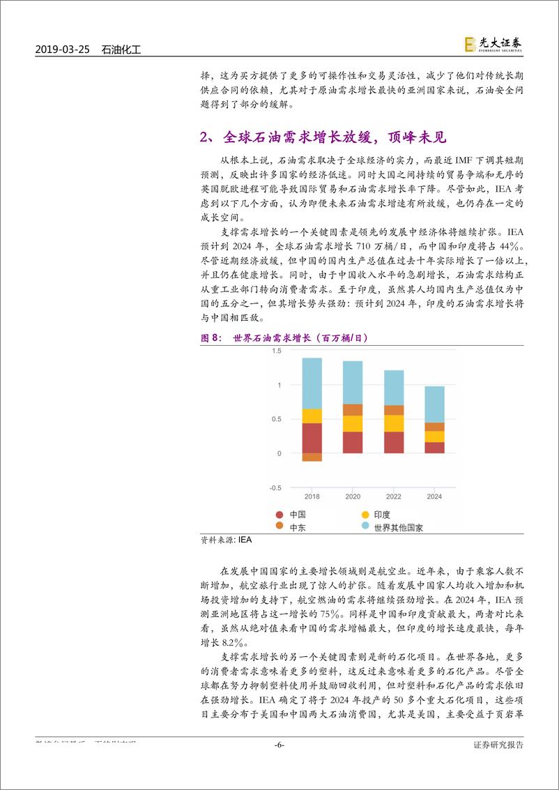 《石油化工行业IEA、EIA2019年年度石油市场报告点评：美国原油产量出口有望继续增长，中国需求支撑全球行业景气-20190325-光大证券-11页》 - 第7页预览图