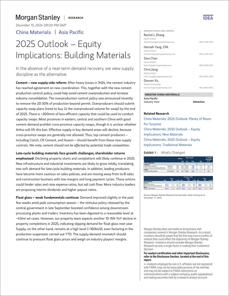 《Morgan Stanley-China Materials 2025 Outlook – Equity Implications Buildin...-112223360》 - 第1页预览图