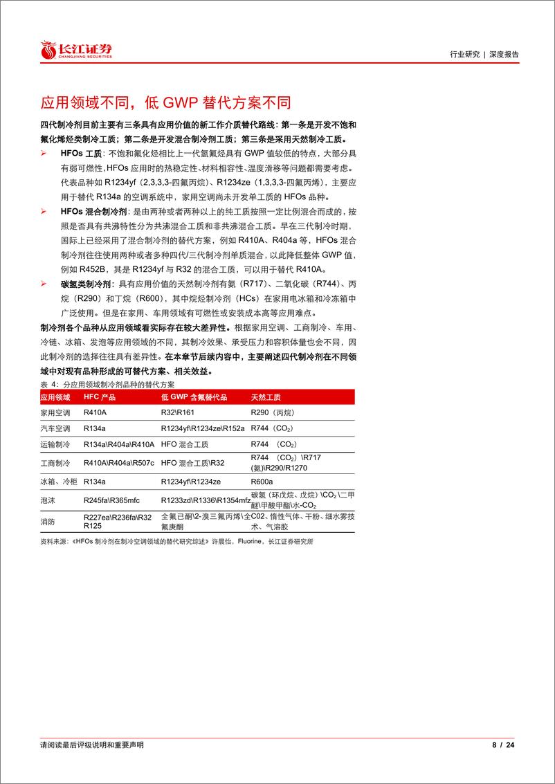 《基础化工行业：四代制冷剂，应用、专利与成本几何？-240522-长江证券-24页》 - 第8页预览图