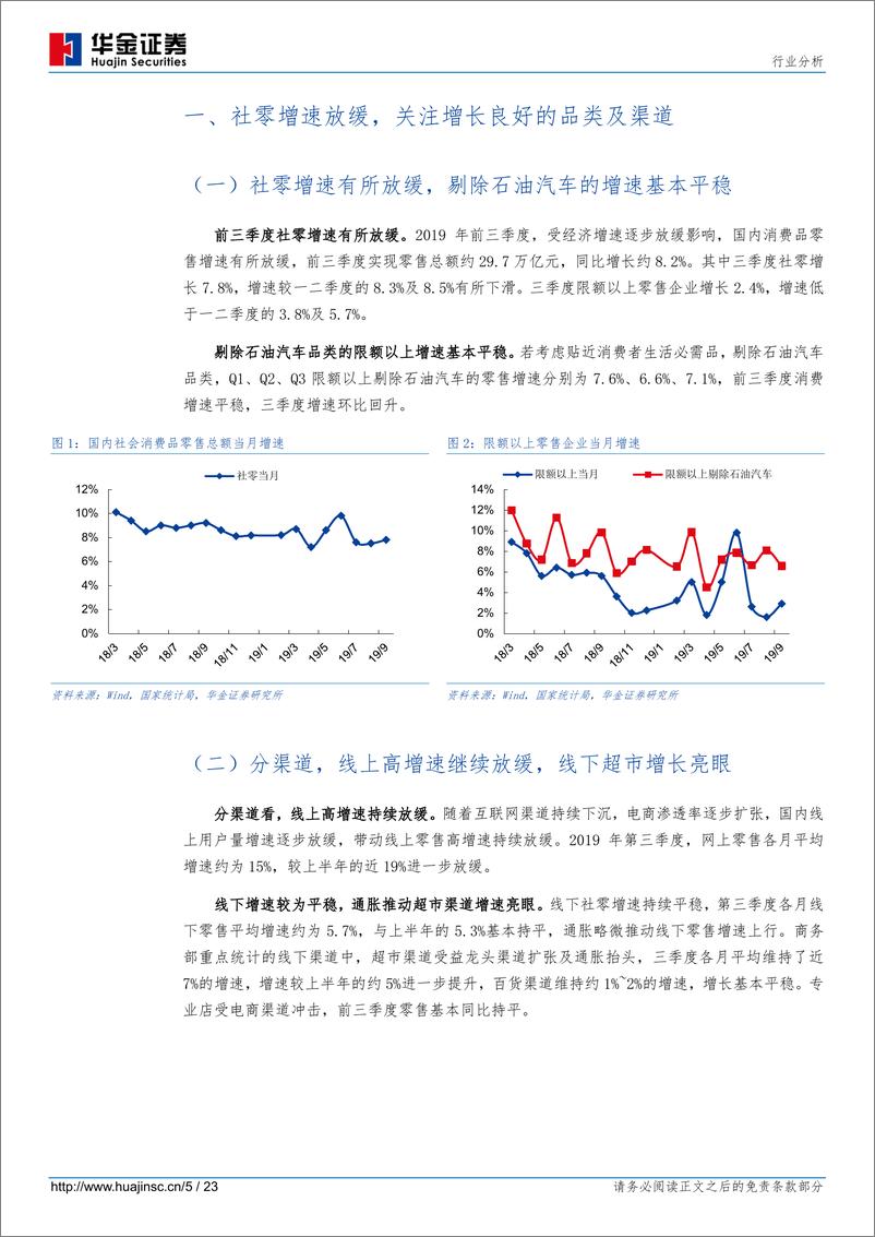 《纺织服装行业纺服零售三季报总结：社零增速放缓，关注增长良好的品类及渠道-20191103-华金证券-23页》 - 第6页预览图