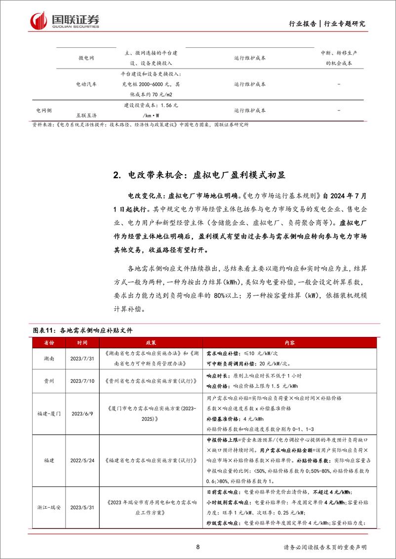 《国联证券-电力设备行业专题研究：收益机制有望拓展，虚拟电厂加速成长》 - 第8页预览图