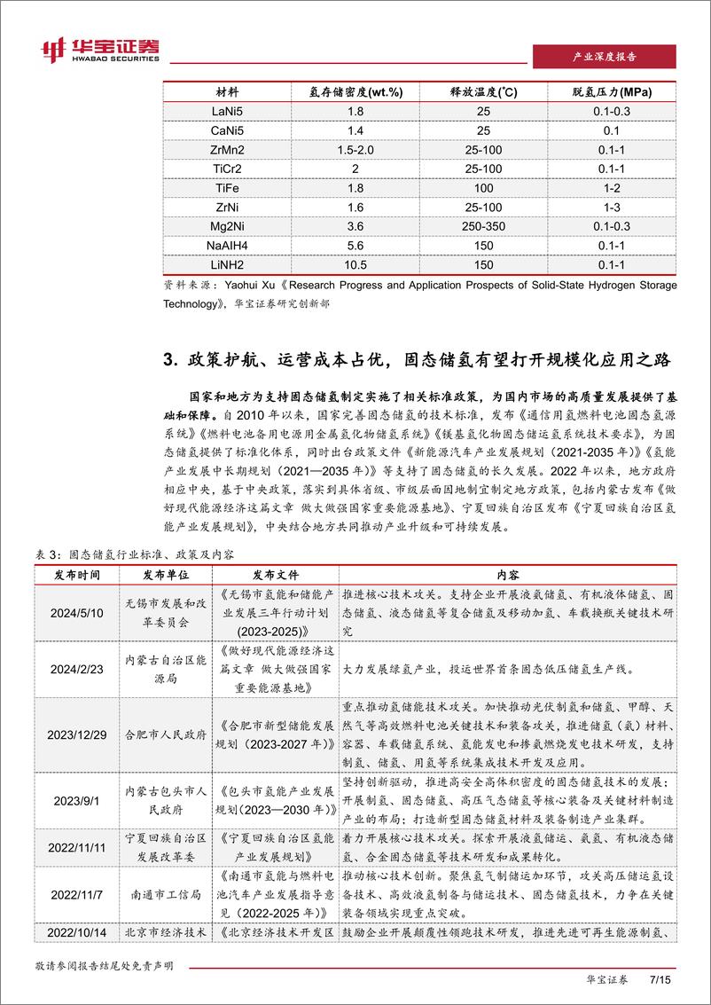 《氢能行业固态储氢深度报告：高承载容量、低运营成本，固态储氢开启规模化之路-240523-华宝证券-15页》 - 第7页预览图