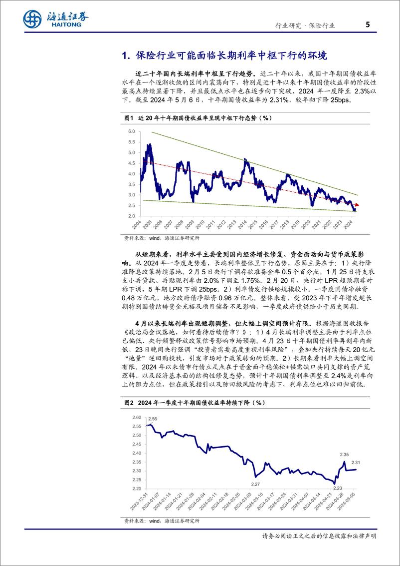 《保险行业低利率系列报告之一：利率下行对保险公司经营影响几何？-240508-海通证券-18页》 - 第5页预览图