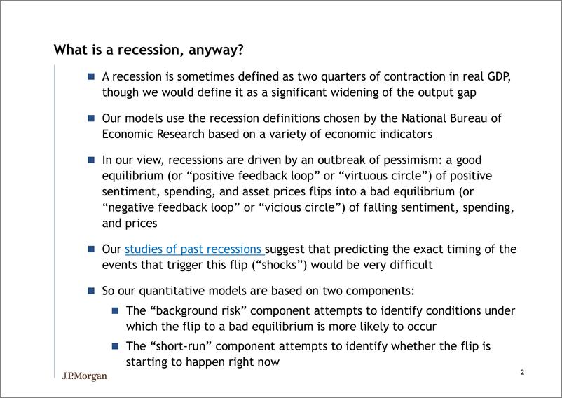 《J.P. 摩根-全球-投资策略-衰退风险模型更新：风险达到新的扩张高点-2019.1-21页》 - 第4页预览图