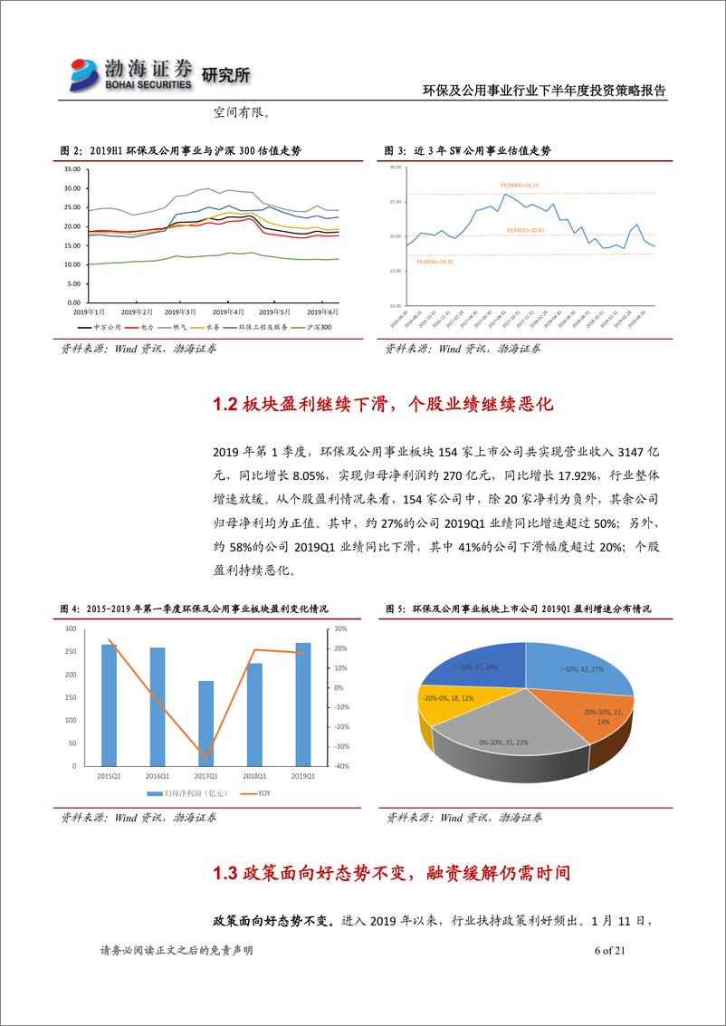 《环保及公用事业行业2019年下半年度投资策略报告：融资改善仍需时间，关注垃圾焚烧、危废处置领域-20190617-渤海证券-21页》 - 第7页预览图