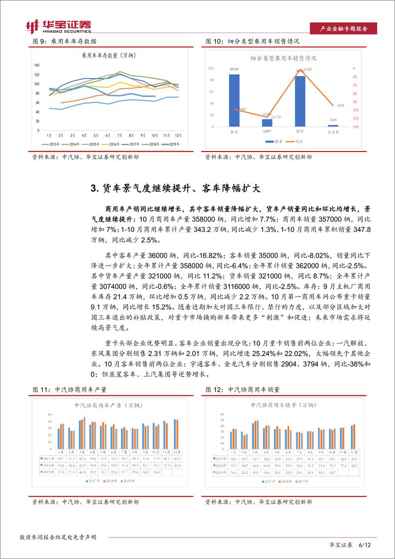 《汽车行业10月份汽车数据点评专题报告：乘用车终端销售持平、重卡高景气度持续-20191114-华宝证券-12页》 - 第7页预览图