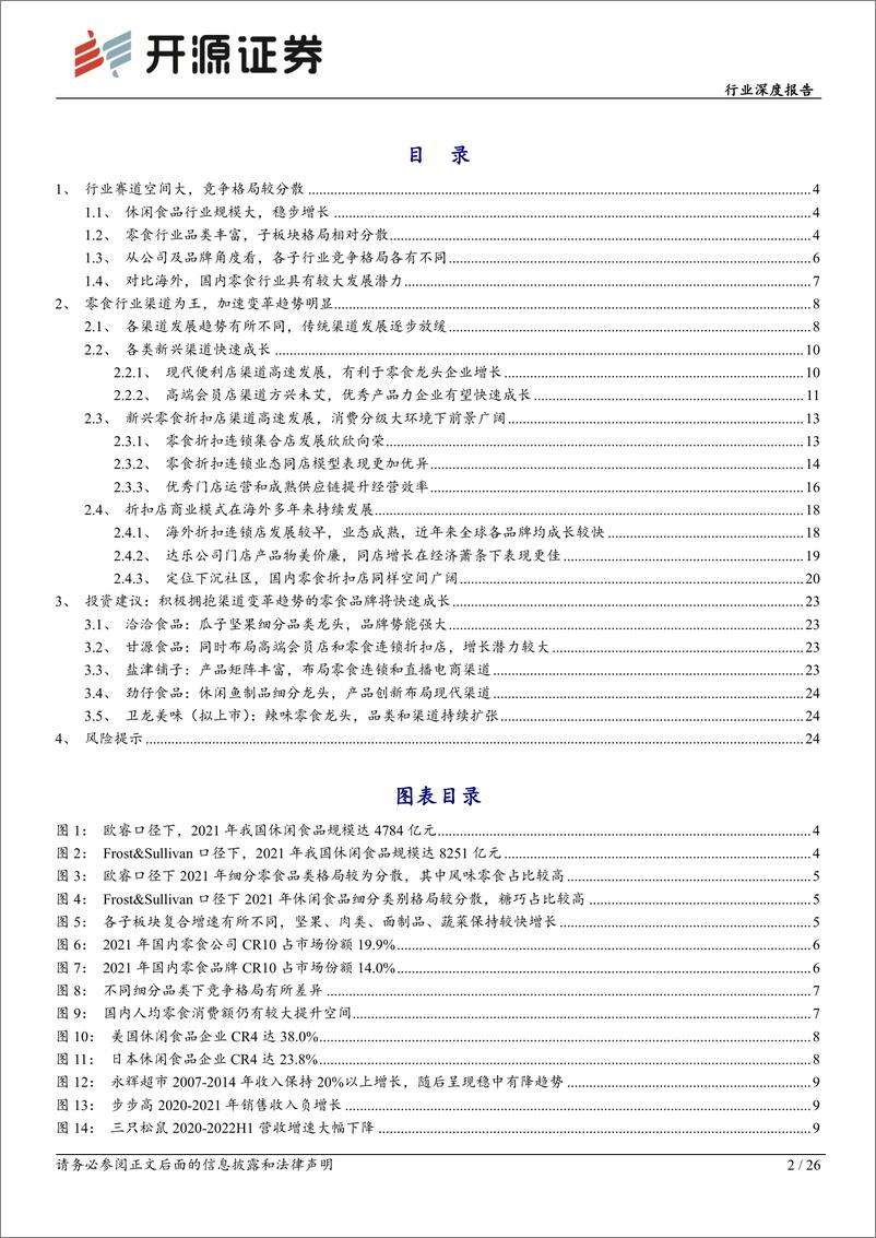 《休闲食品行业深度报告：渠道变革引领企业成长，连锁折扣店业态前景广阔-20221125-开源证券-26页》 - 第3页预览图