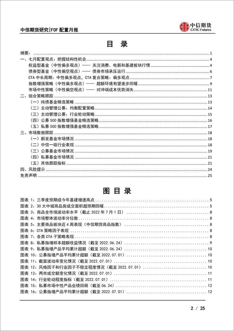 《七月FOF配置月报：高位盘整阶段，把握结构性机会-20220705-中信期货-25页》 - 第3页预览图