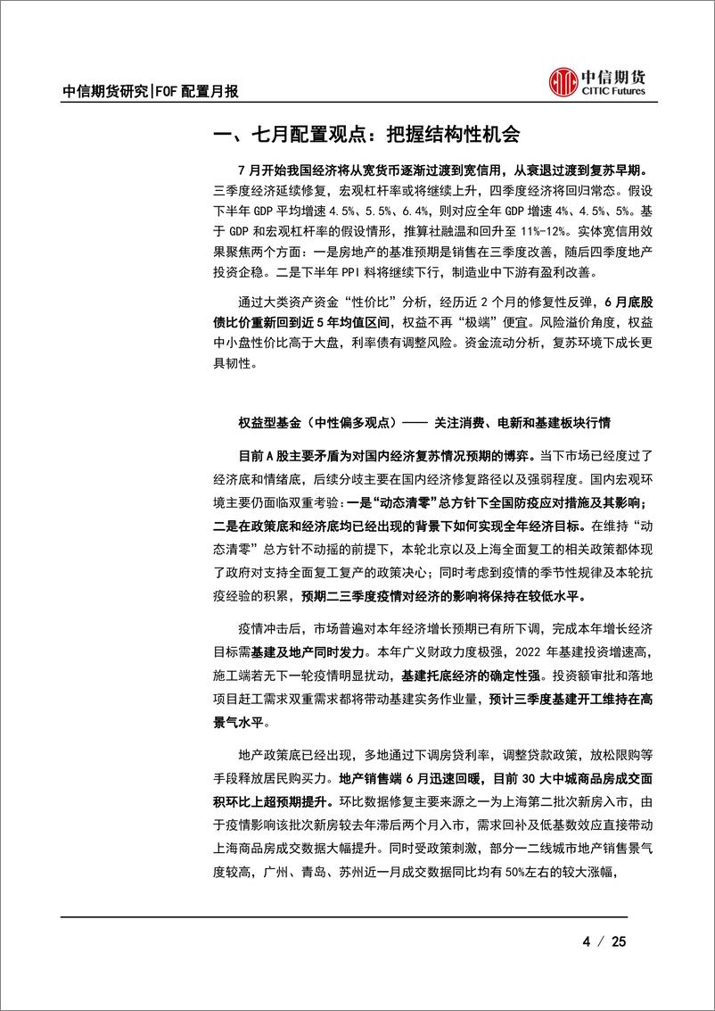 《七月FOF配置月报：高位盘整阶段，把握结构性机会-20220705-中信期货-25页》 - 第5页预览图