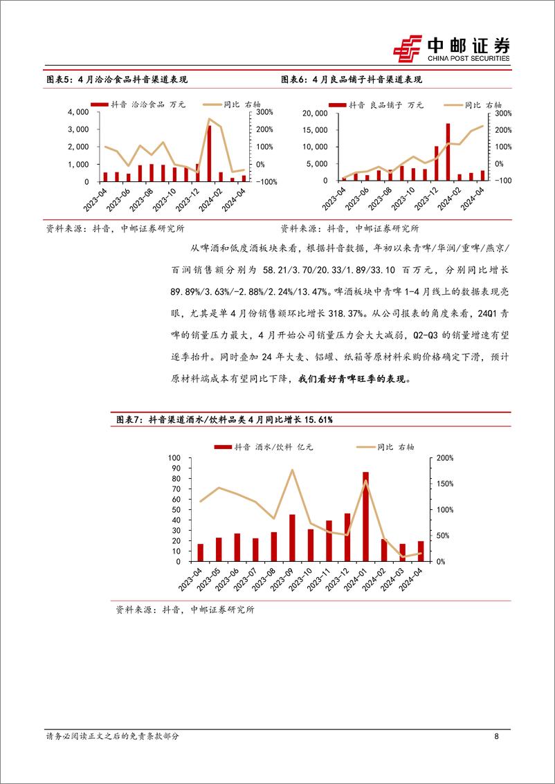 《食品饮料行业报告：政策面资金面助力情绪改善，看好啤酒%26软饮旺季表现-240512-中邮证券-22页》 - 第8页预览图