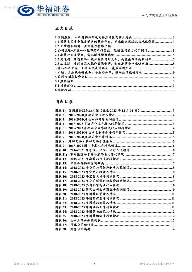 《国药股份-600511.SH-麻精类药物全国配送龙头，多业态并举驱动稳健增长-20240517-华福证券-15页》 - 第2页预览图